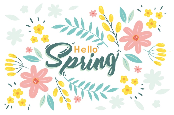 Gratis Vector hand getrokken floral lente achtergrond