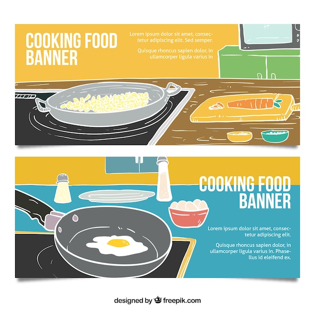 Gratis vector hand getrokken food banners