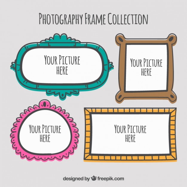 Gratis vector hand getrokken fotografie frames