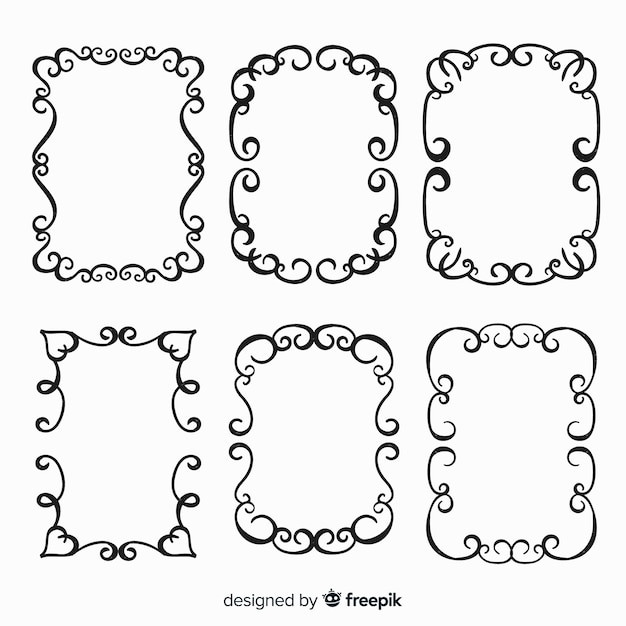 Gratis vector hand getrokken frame pack