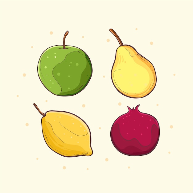 Gratis vector hand getrokken fruitcollectie