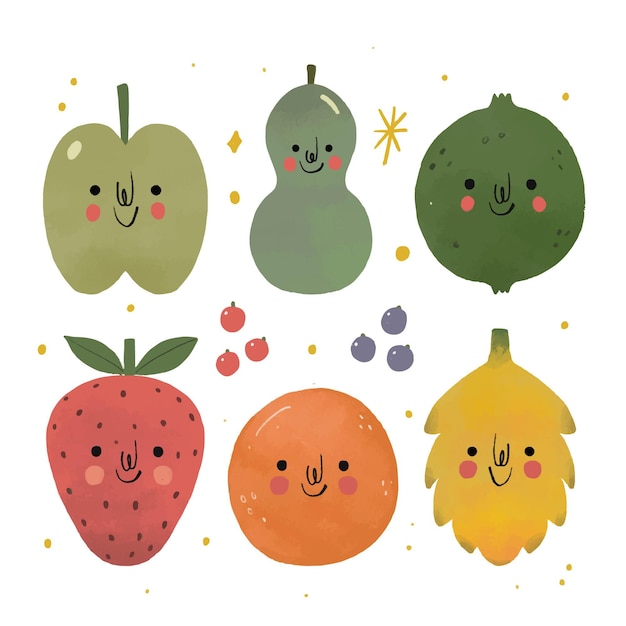 Gratis vector hand getrokken fruitcollectie