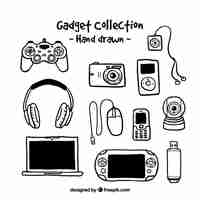 Gratis vector hand getrokken gadget collectie