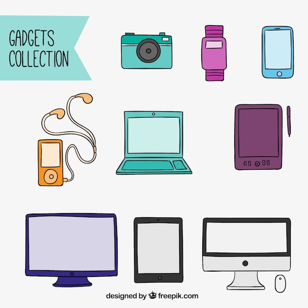 Gratis vector hand getrokken gadget collectie