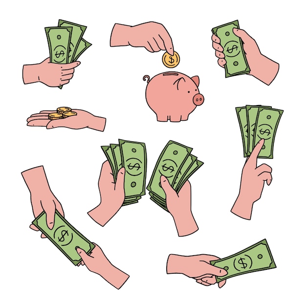 Hand getrokken geld tekening illustratie