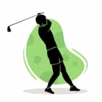 Gratis vector hand getrokken golfer silhouet illustratie