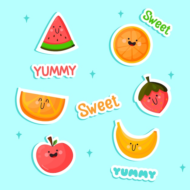 Gratis vector hand getrokken grappige sticker set