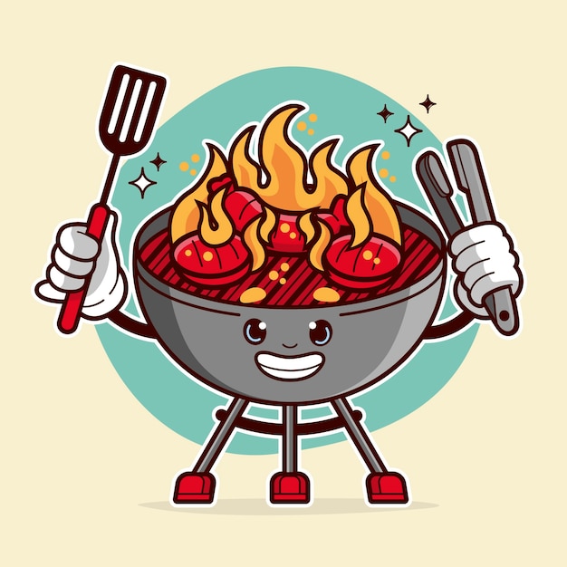 Gratis vector hand getrokken grill cartoon afbeelding