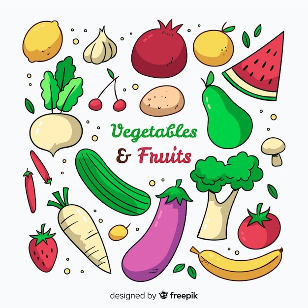 Hand getrokken groenten en fruit achtergrond
