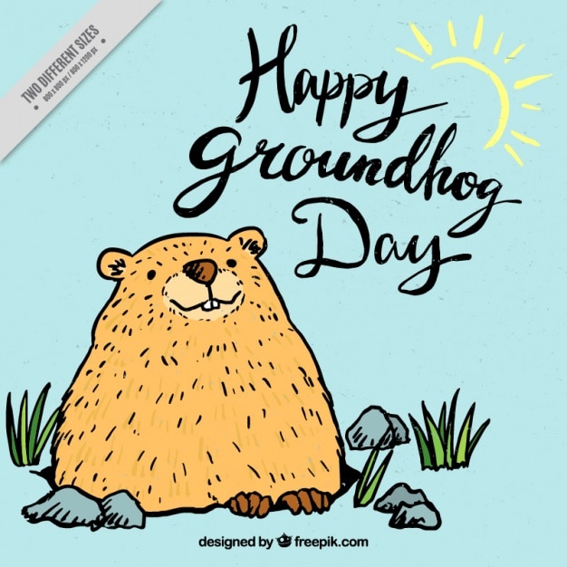 Hand getrokken groundhog achtergrond