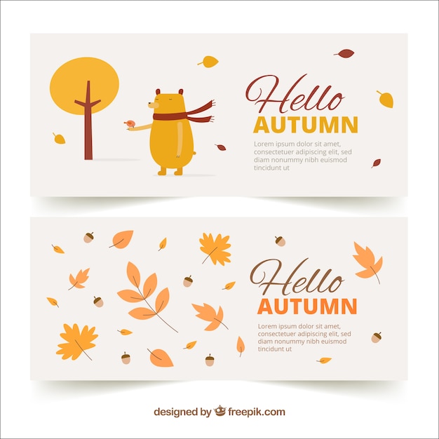 Hand getrokken hallo herfst banners