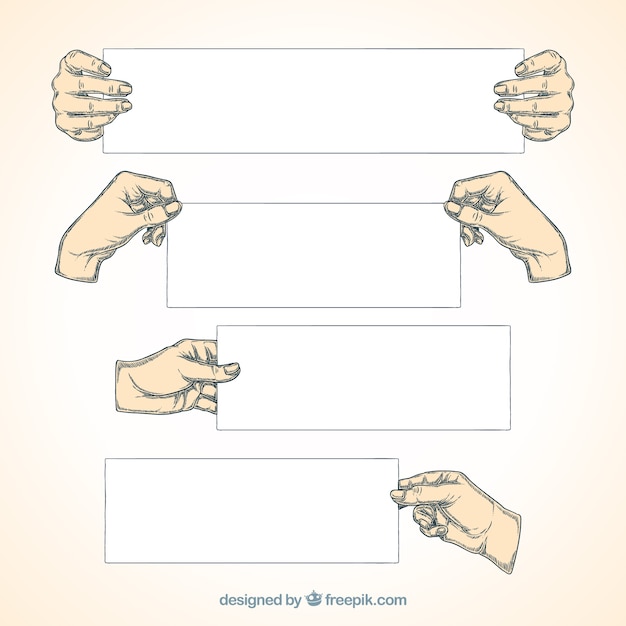 Gratis vector hand getrokken handen die banners