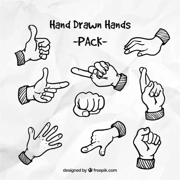 Gratis vector hand getrokken handen pak