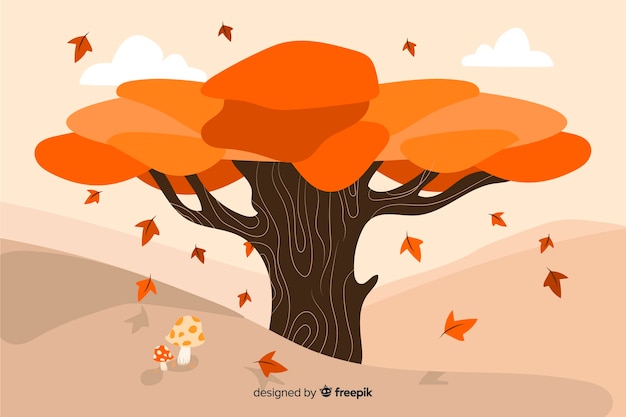 Gratis vector hand getrokken herfst achtergrond met bladeren