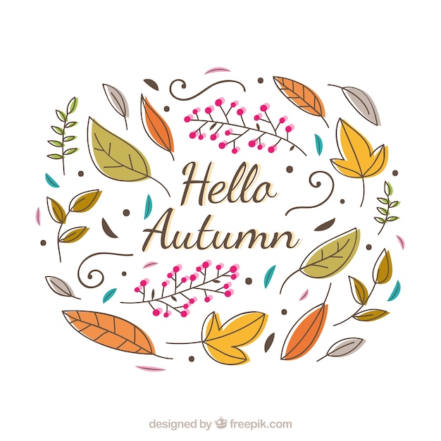 Gratis vector hand getrokken herfst achtergrond met kleurrijke stijl