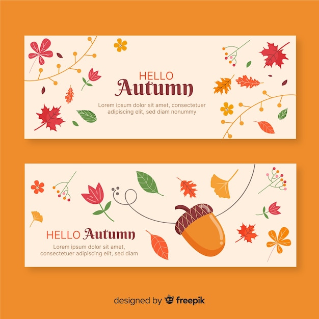 Hand getrokken herfst banner collectie