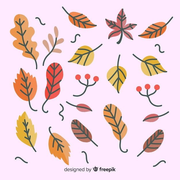 Gratis vector hand getrokken herfst bladeren collectie