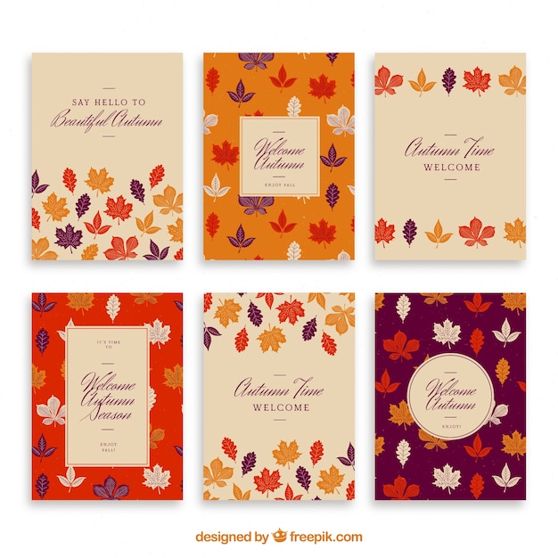 Gratis vector hand getrokken herfst kaart collectie