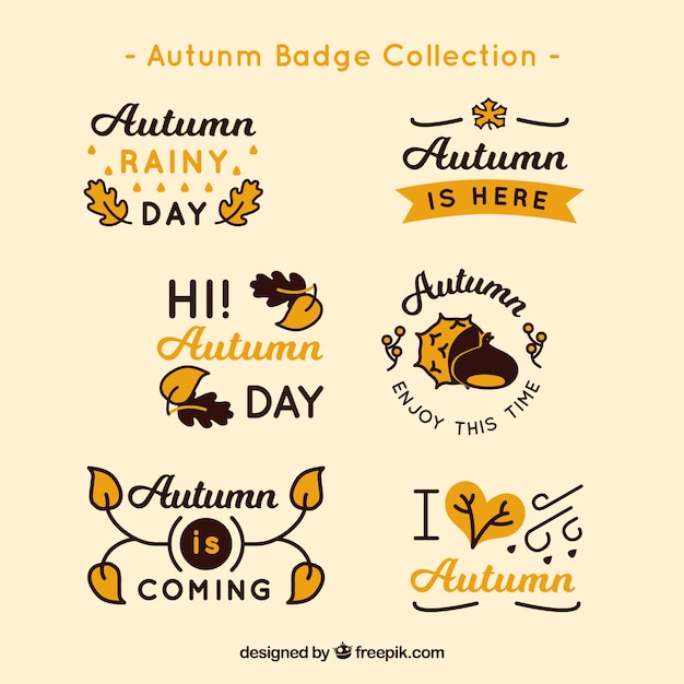 Gratis vector hand getrokken herfst label-collectie