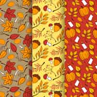 Gratis vector hand getrokken herfst patroon collectie