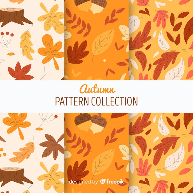 Hand getrokken herfst patroon collectie