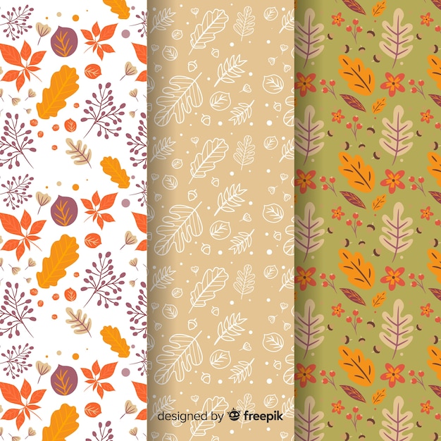 Hand getrokken herfst patroon collectie