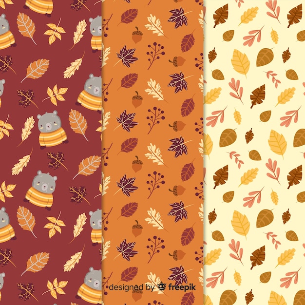 Gratis vector hand getrokken herfst patroon collectie