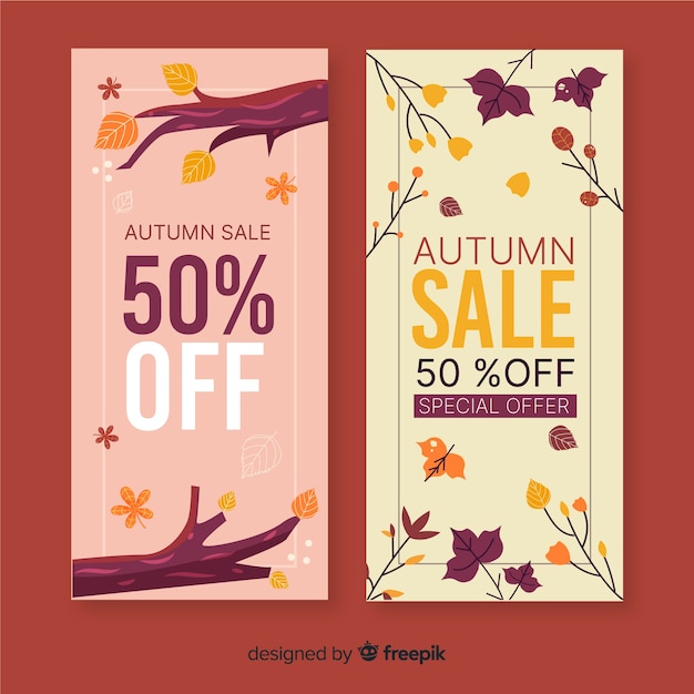 Hand getrokken herfst verkoop banner