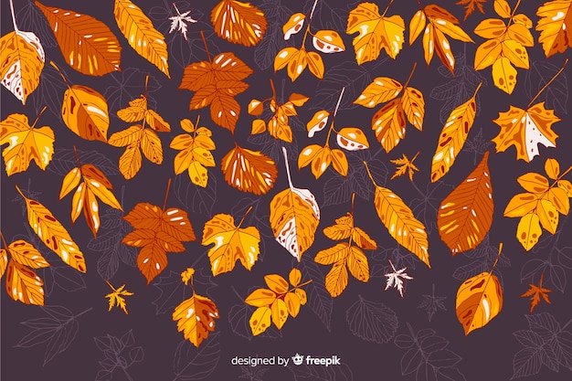 Hand getrokken herfstbladeren achtergrond
