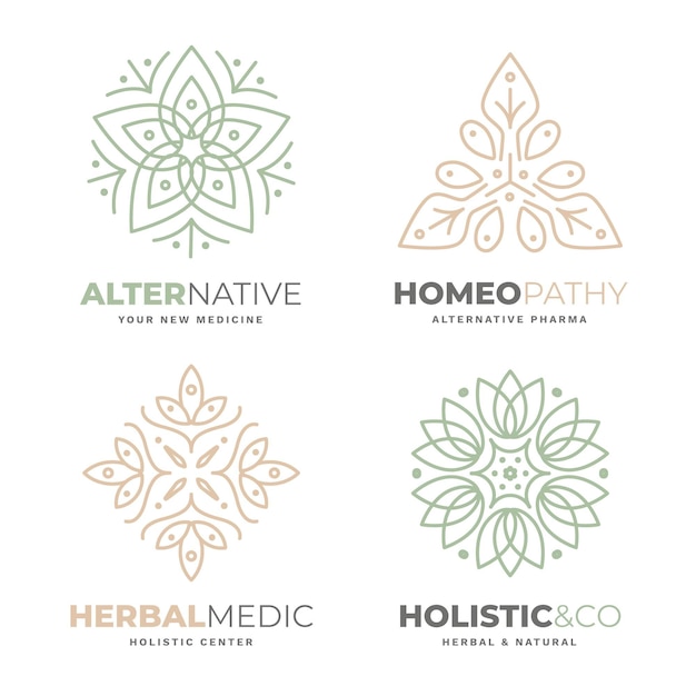 Gratis vector hand getrokken holistische logo-collectie