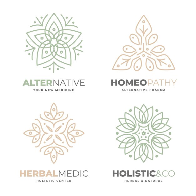 Hand getrokken holistische logo-collectie