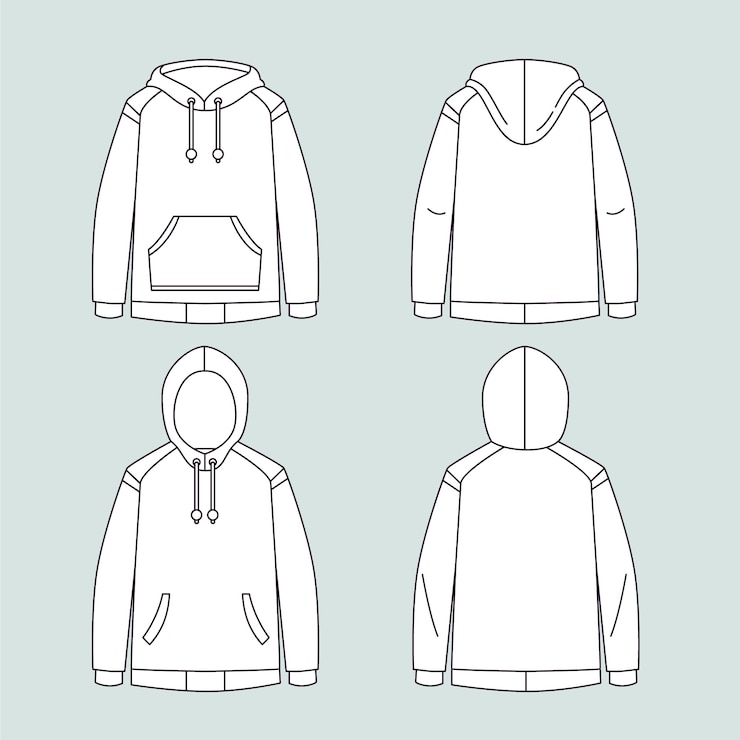 Gratis Vector hand getrokken hoodie overzicht illustratie
