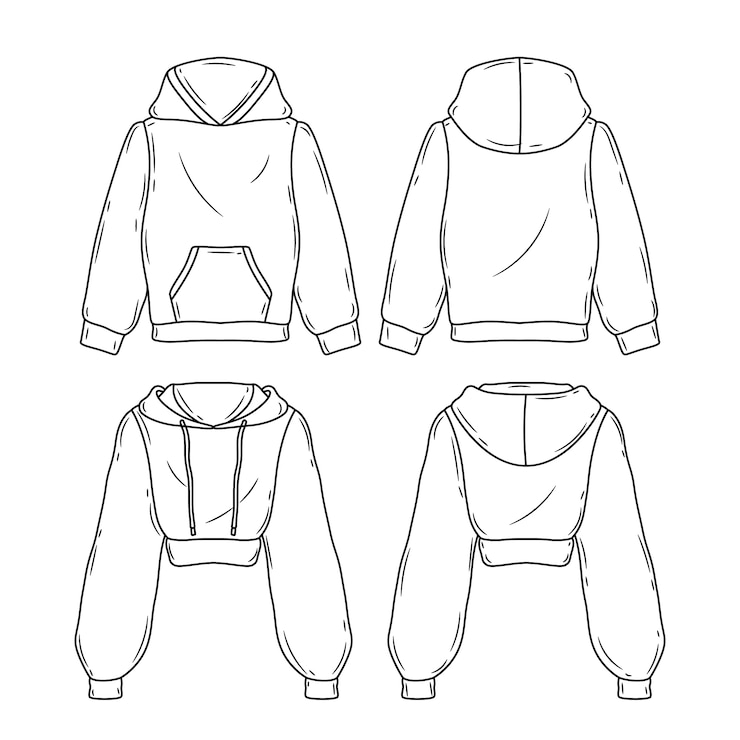 Gratis Vector hand getrokken hoodie overzicht illustratie