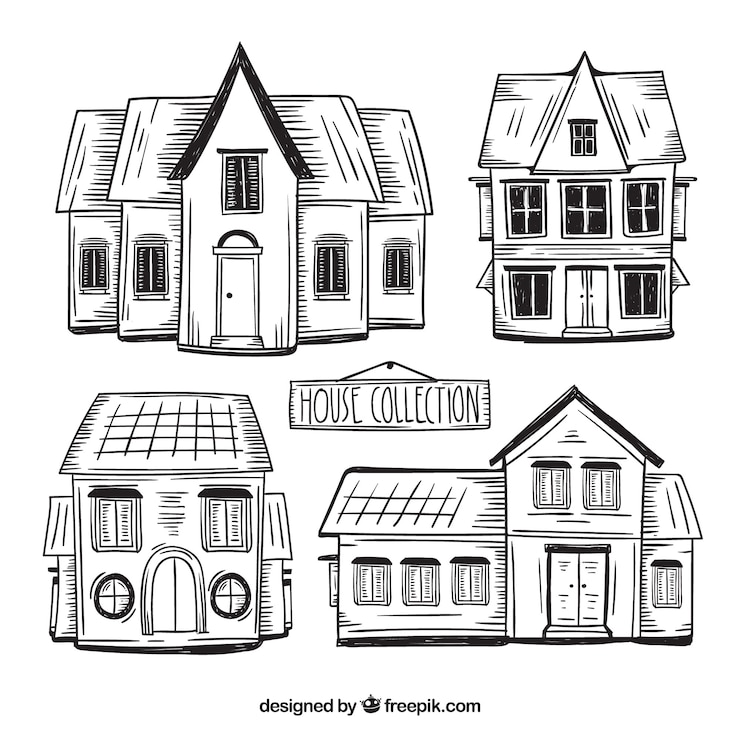 Gratis Vector hand getrokken huiscollectie