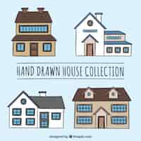 Gratis vector hand getrokken huiscollectie