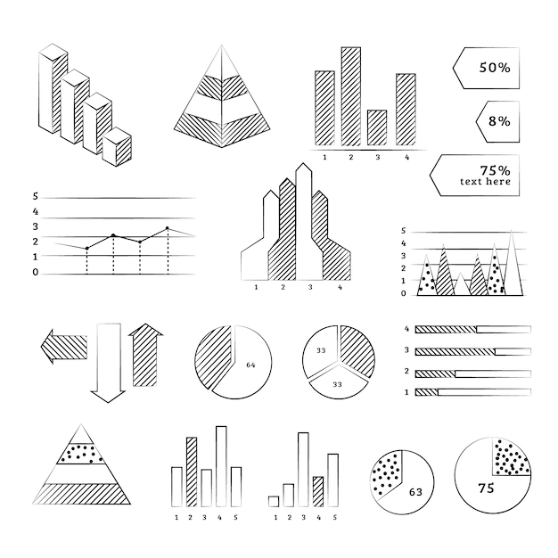 Hand getrokken infographic elementenverzameling