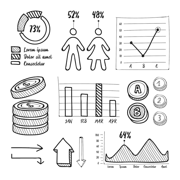 Hand getrokken infographic elementenverzameling