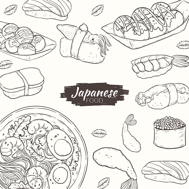 Hand getrokken Japan voedsel illustratie