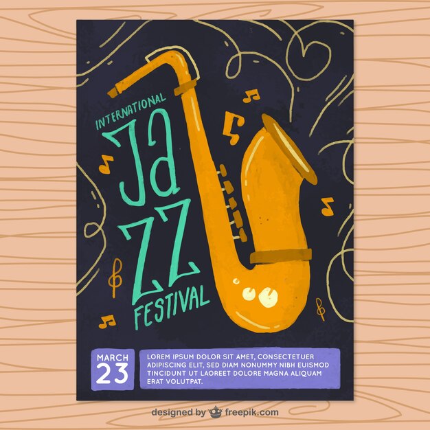 Hand getrokken jazz brochure in vintage stijl