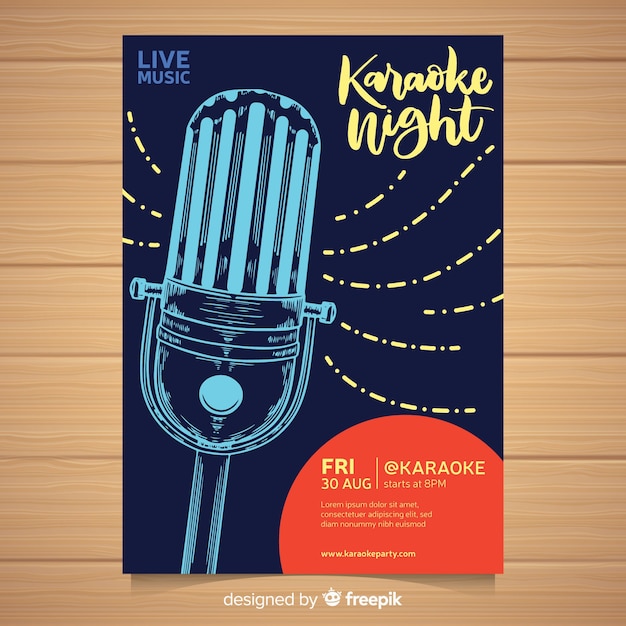 Gratis vector hand getrokken karaoke poster sjabloon