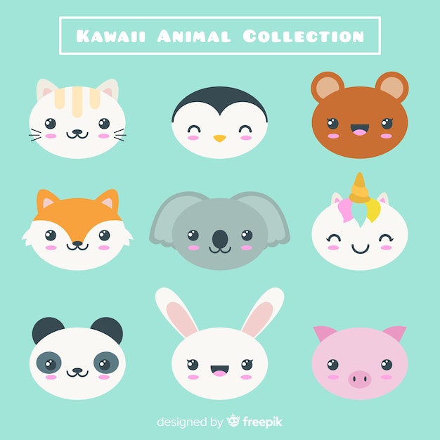 Hand getrokken kawaii tekens collectie