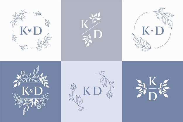 Gratis vector hand getrokken kd-logo sjabloon