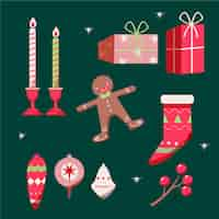 Gratis vector hand getrokken kerst element collectie