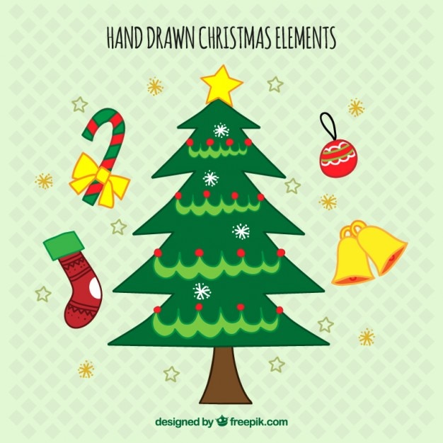 Gratis vector hand getrokken kerst elementen