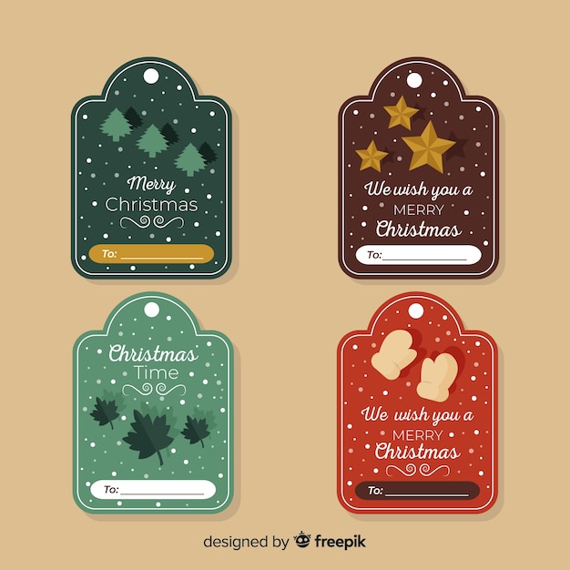 Hand getrokken kerst label pack