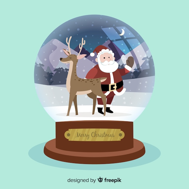 Gratis vector hand getrokken kerst sneeuwbal kerstmis zwaaien