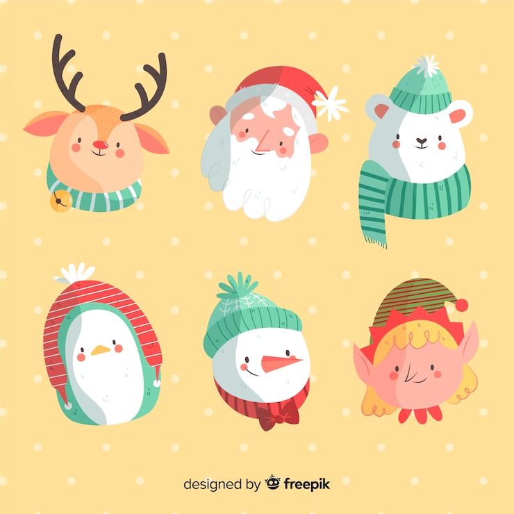 Gratis Vector hand getrokken kerst tekensverzameling