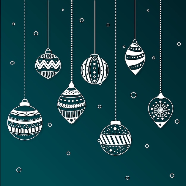 Gratis vector hand getrokken kerstballen set