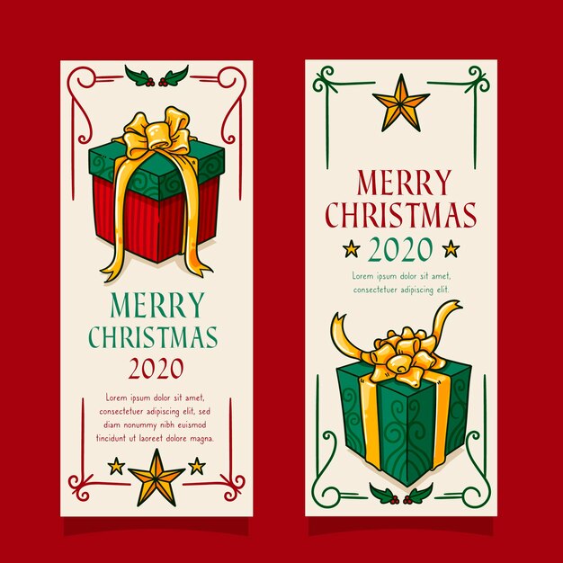 Hand getrokken kerstbanners