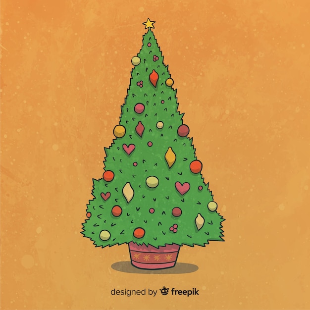 Hand getrokken kerstboom illustratie